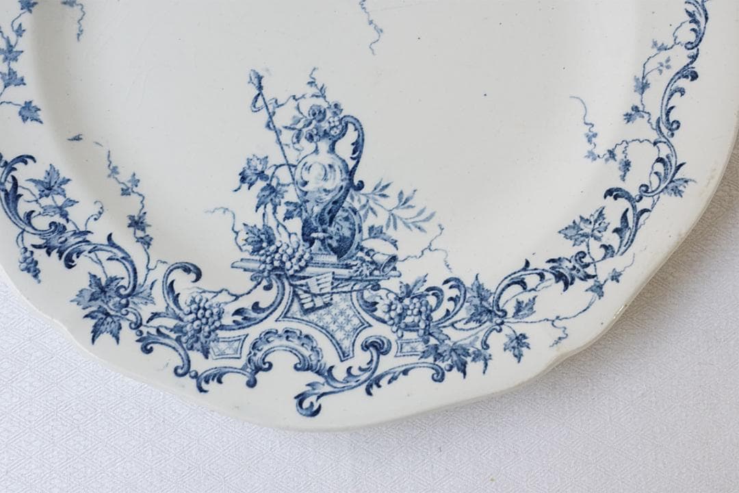 フランスアンティーク　Gien　ジアン　プレート　鳥　植物　24cm