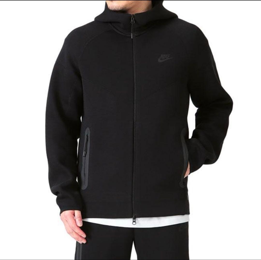 【美品】NIKE テックフリース ジップパーカー スウェット フード　 黒　L