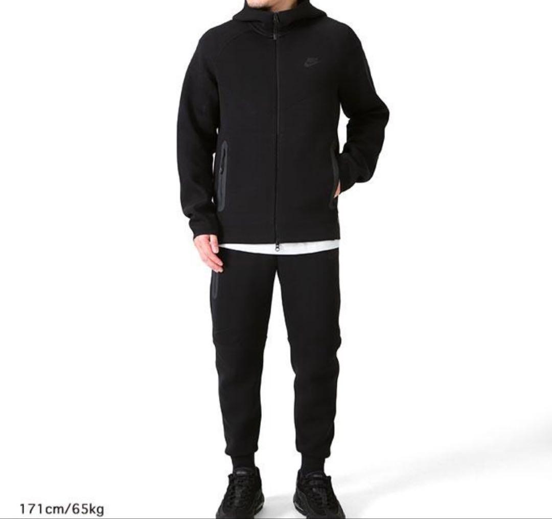 【美品】NIKE テックフリース ジップパーカー スウェット フード　 黒　L