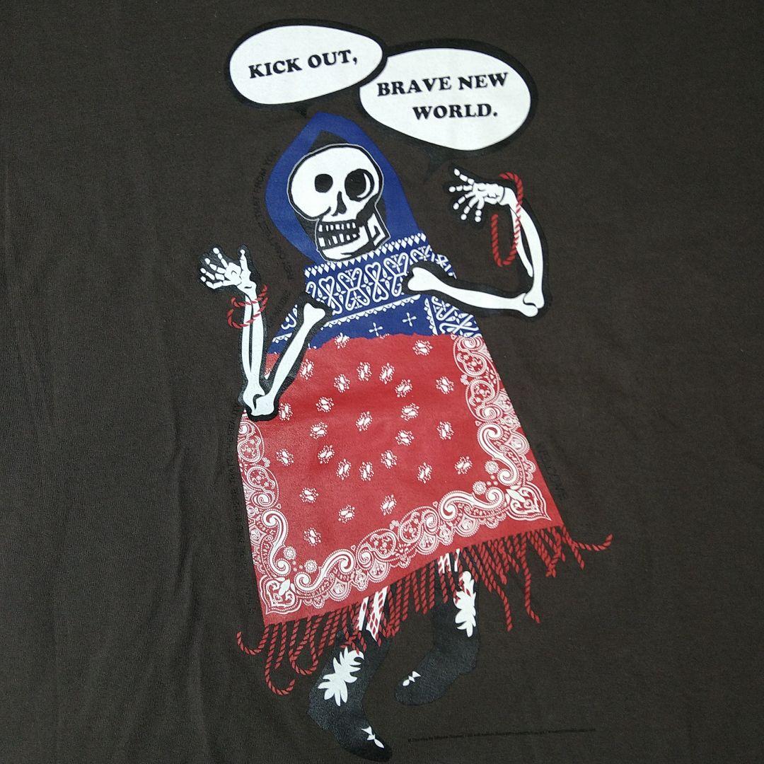 ナンバーナイン 骸骨スカルプリント Tシャツ ダークグレー 半袖 L