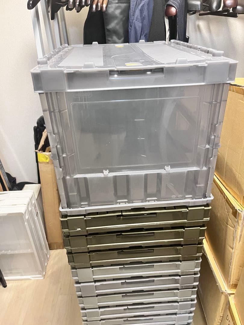 6個セットオリコン透明プラスチック収納ボックス 中型 フタ付きコンテナ折りたたみ