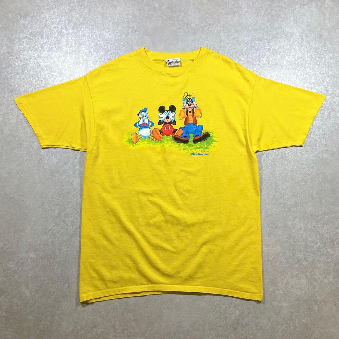 90s USA製 Disney 見ざる聞かざる言わざる パロディ Tシャツ XL