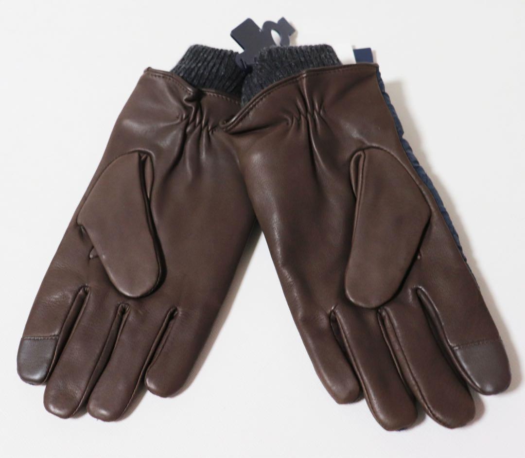 《ポロ ラルフローレン》新品 タッチパネル対応 レザー・キルティング手袋 紺