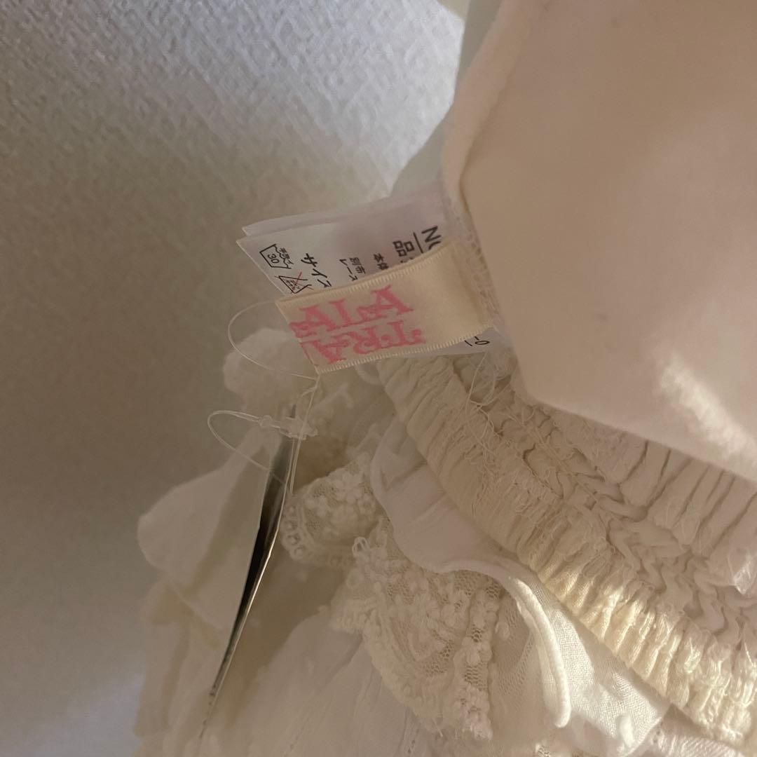 00s 希少 TRALALA 肩リボン&はしごリボンレースアップフリルカットソー