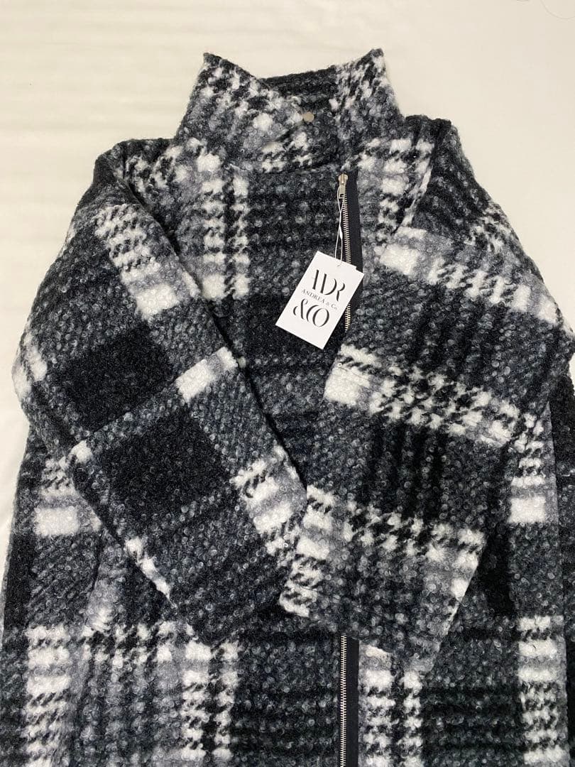 【新品未使用】ANDREA&Co. ボアコート　ロングコート　チェックブラック