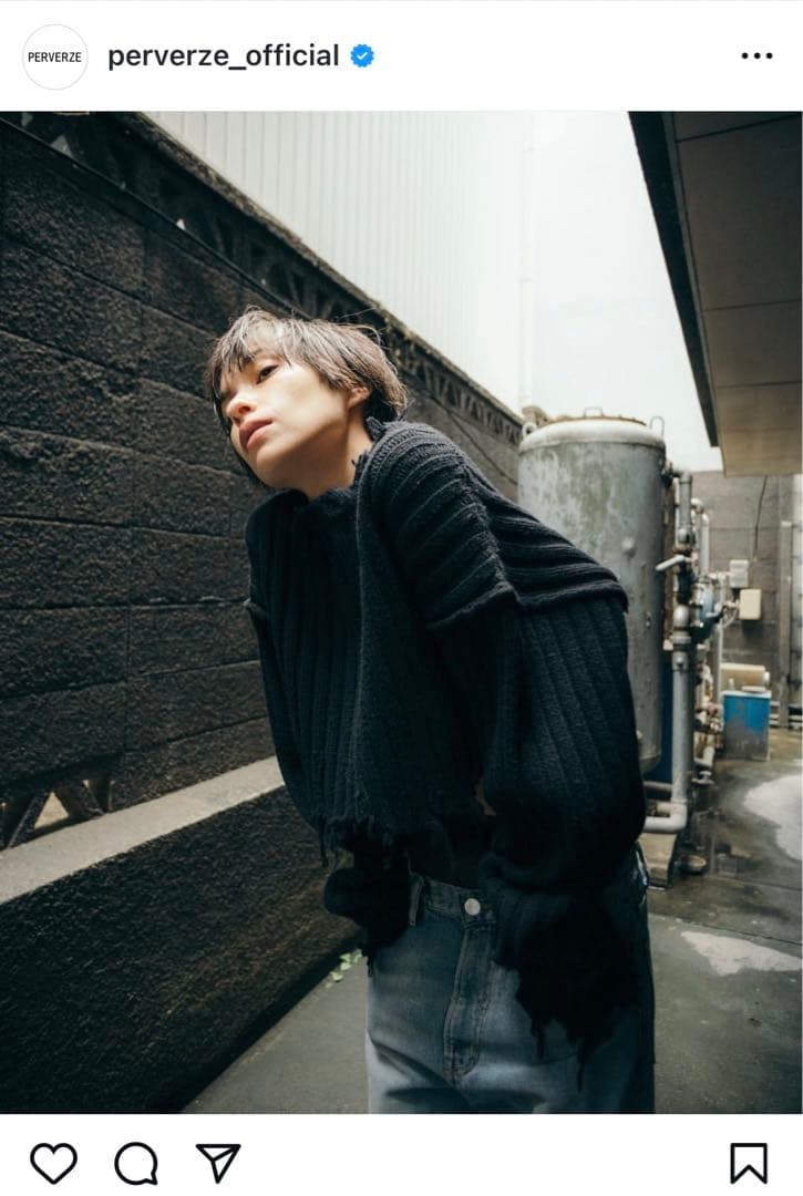 トップス perverze Crash Wide Snood Short Knit
