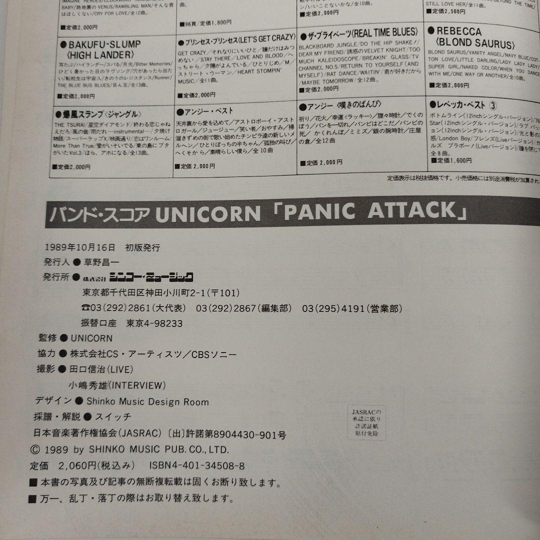 Y1006 UNICORN・PANIC ATTACK バンドスコア