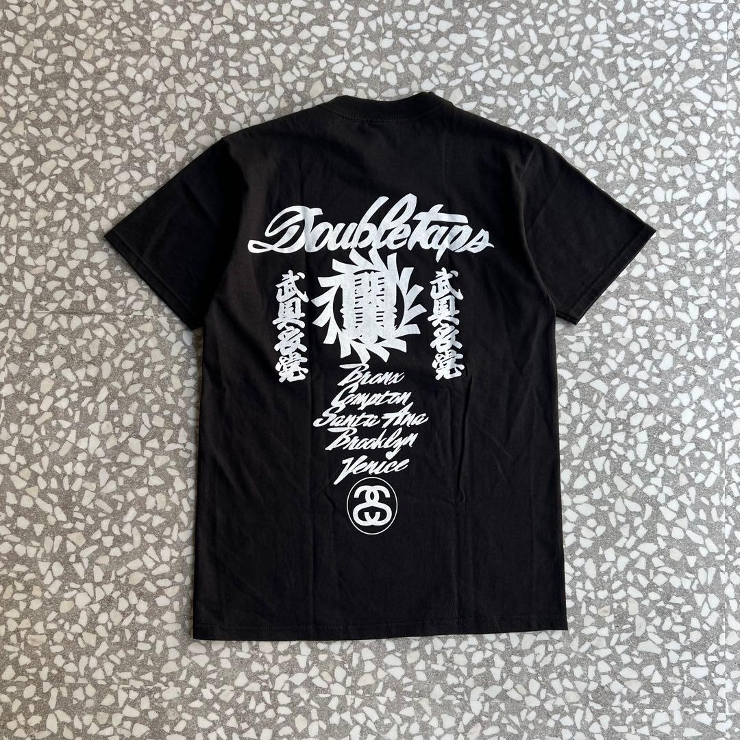 【タグ付きワールドツアー、コラボ】stussy WTAPS黒Tシャツストリート.