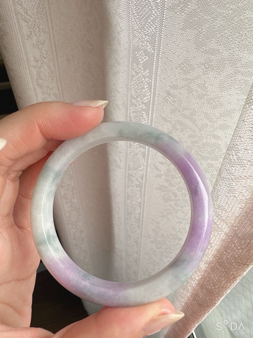 翡翠 白紫 バングル