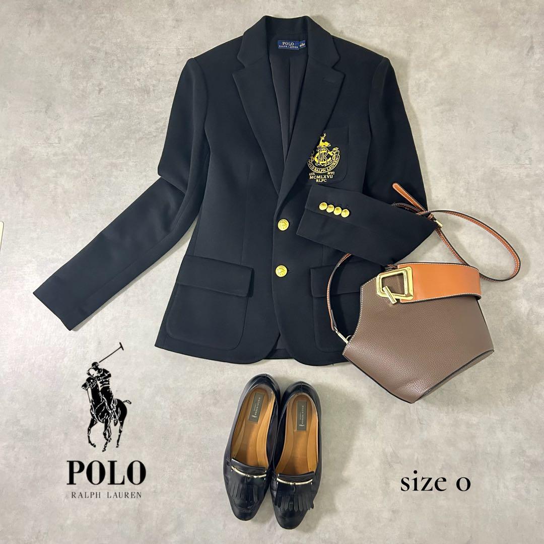 【POLO RALPH LAUREN】金ボタンブレザー 0号 ブラック XS相当