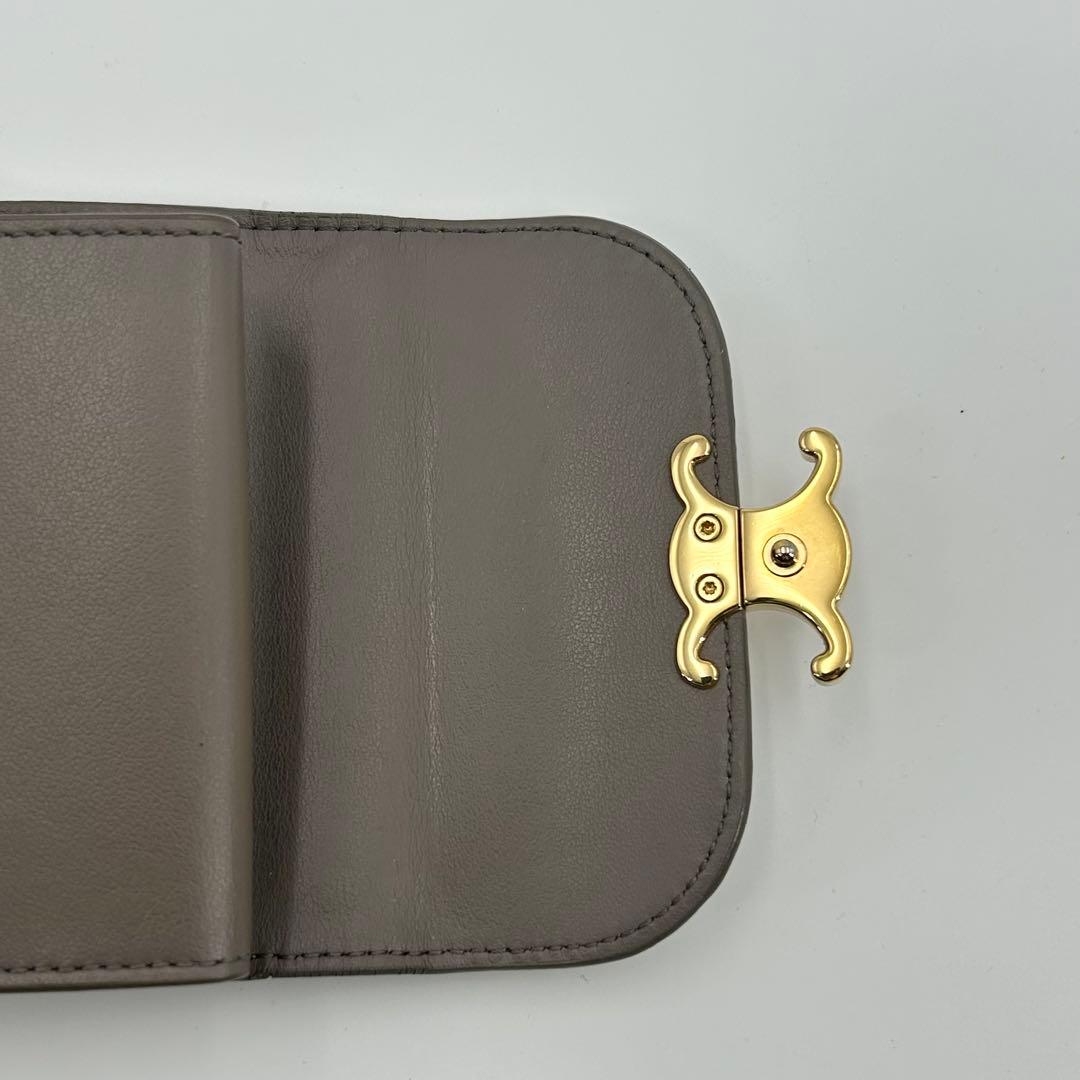良品✨セリーヌ 折り財三つ折り トリオンフ レザー グレー