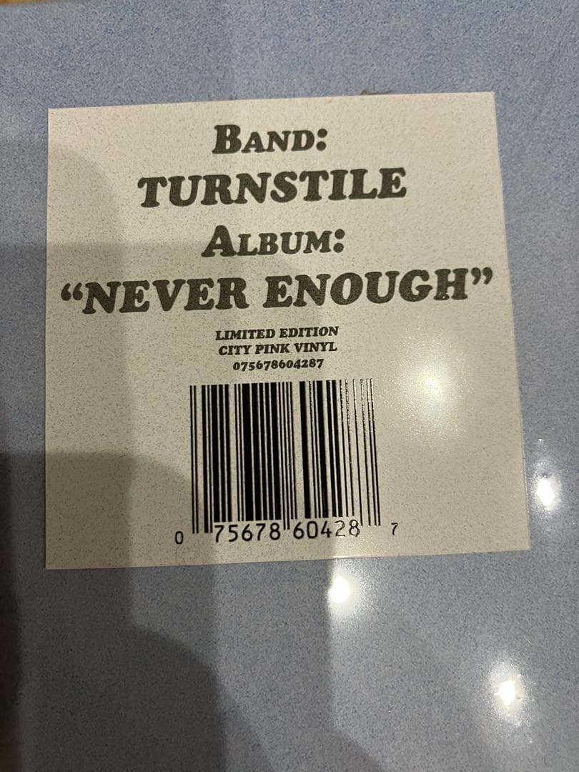 TURNSTILE NEVER ENOUGH レコード (CITY PINK)