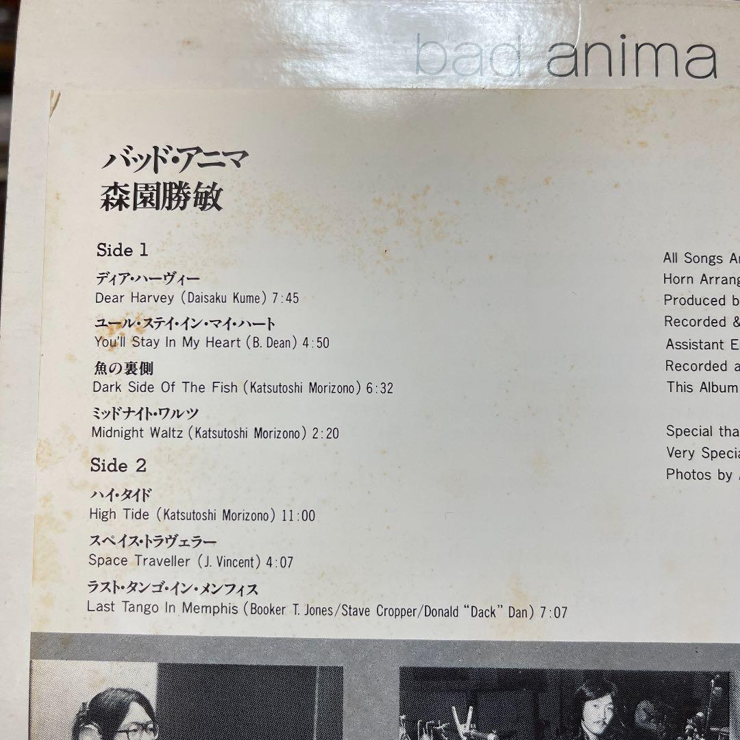 森園勝敏／バッド・アニマ、レコード盤ほぼ新品