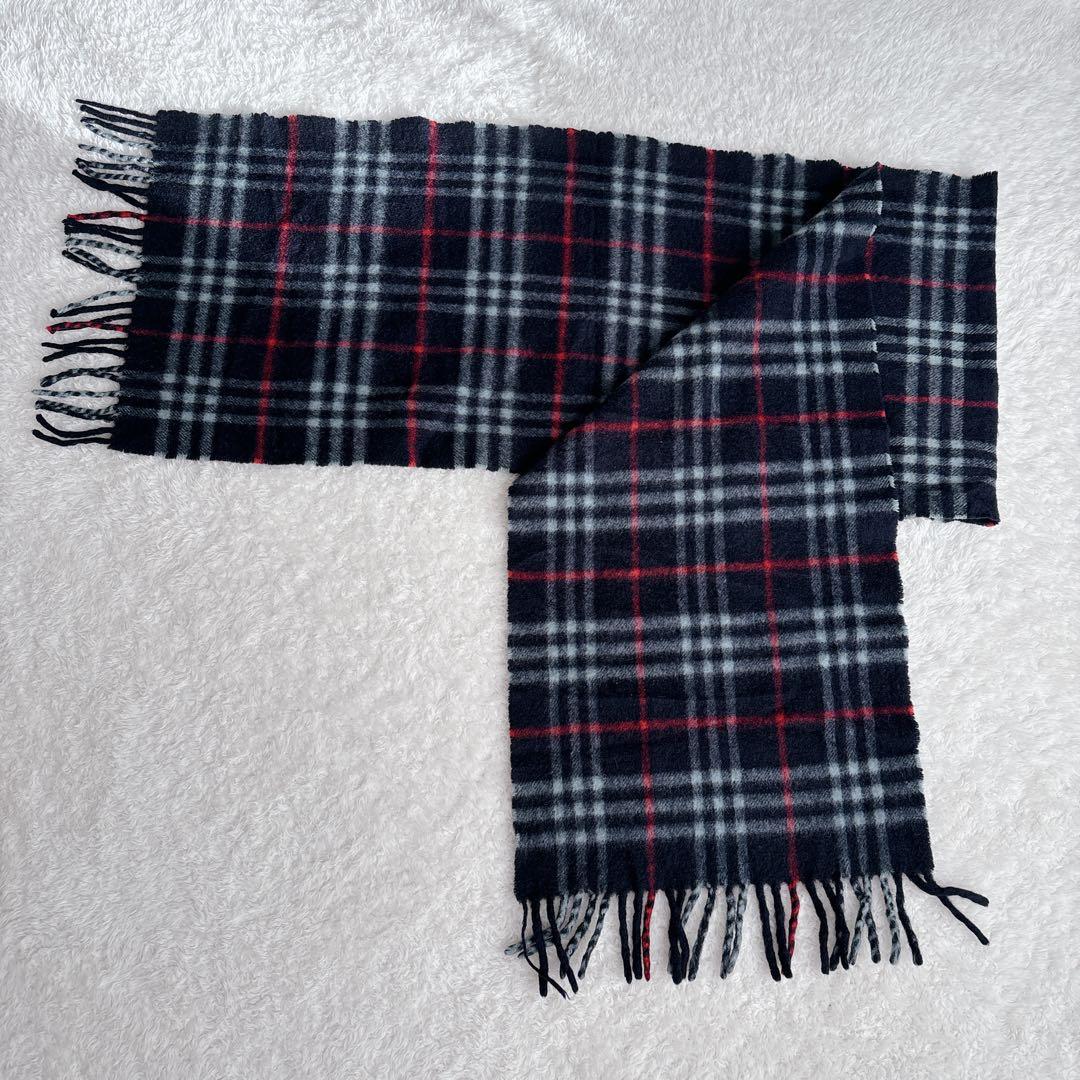 【美品】バーバリー カシミヤ100%マフラー ノバチェック