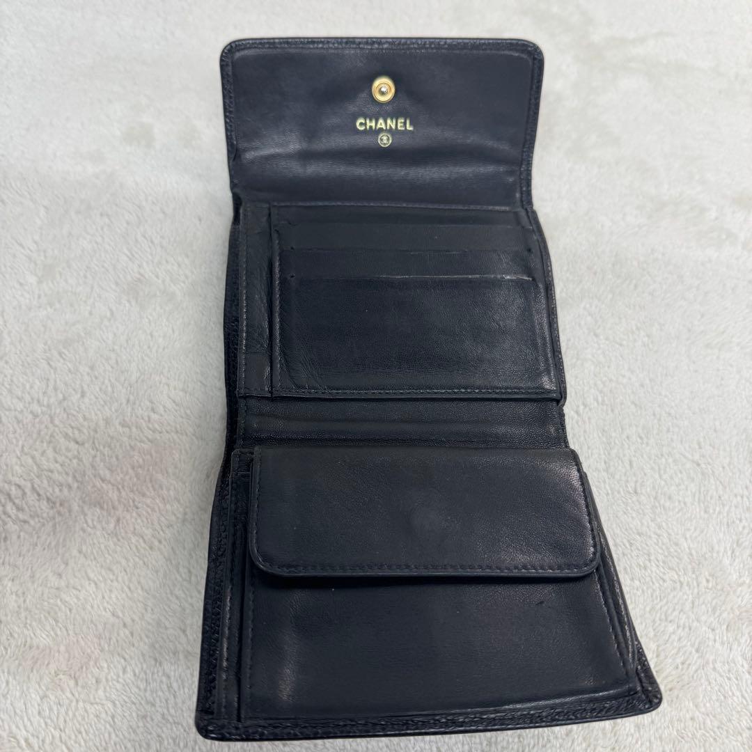 シャネル　CHANEL 財布　ウォレット　キャビアスキン　ブラック