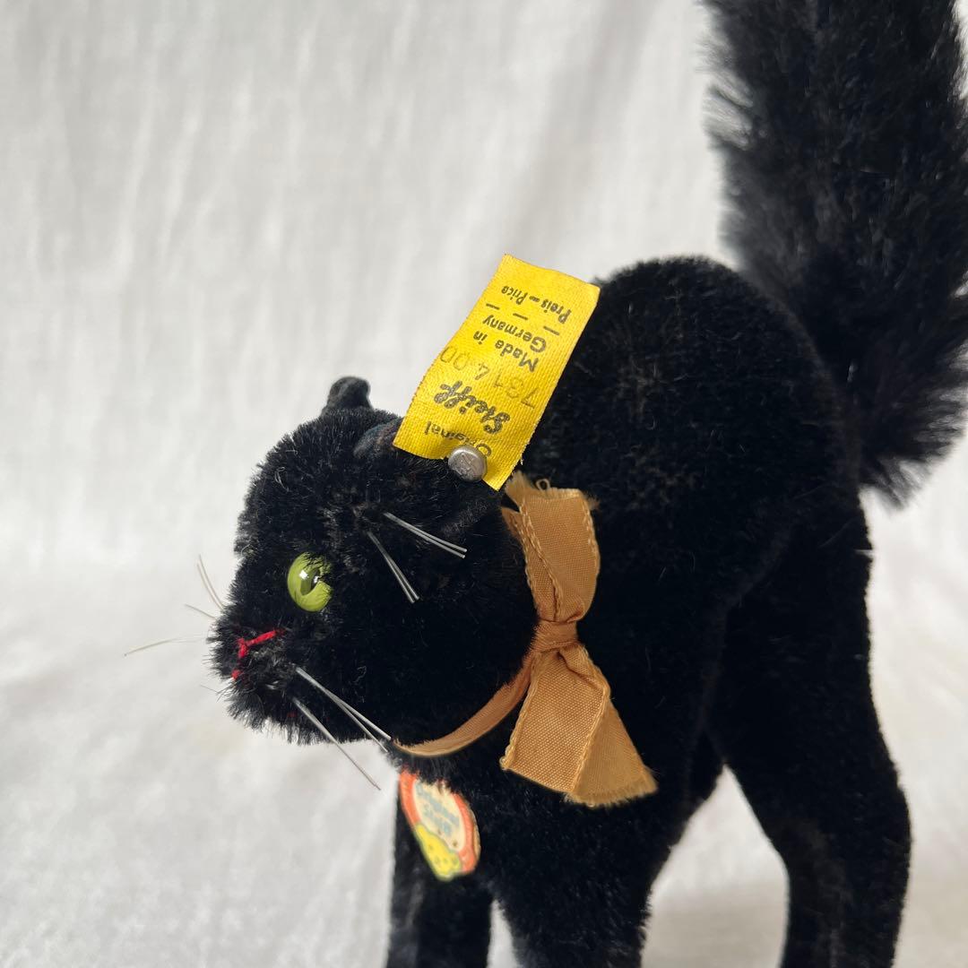 【完品】アンティーク　シュタイフ　トムキャット　黒猫