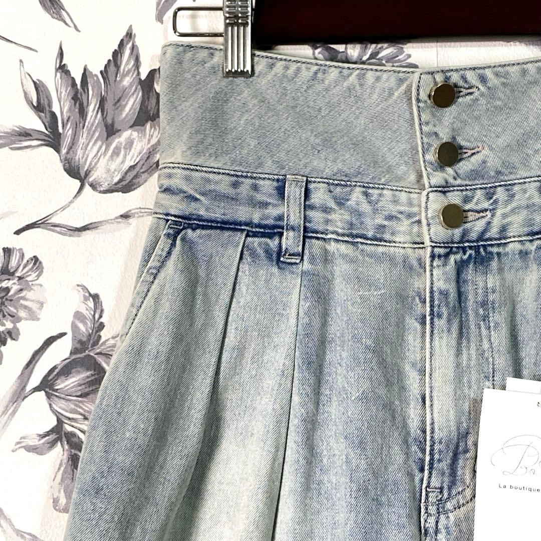【新品】La boutique BonBon ハイウエストバギーデニム S