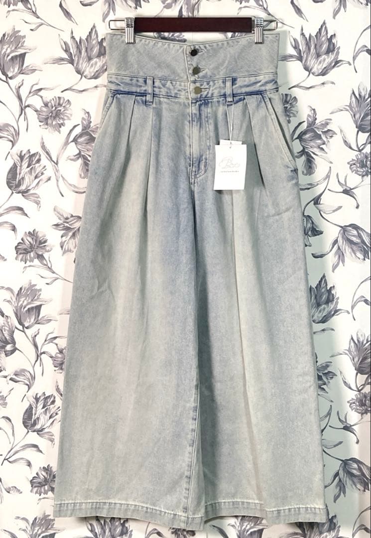 【新品】La boutique BonBon ハイウエストバギーデニム S