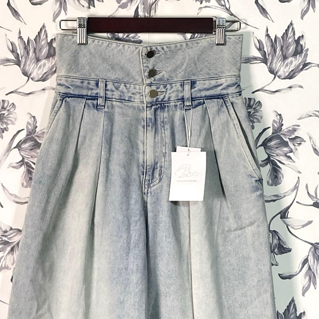 【新品】La boutique BonBon ハイウエストバギーデニム S