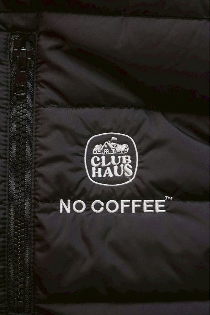 CLUBHAUS NO COFFEE ブラックダウンベスト メンズ