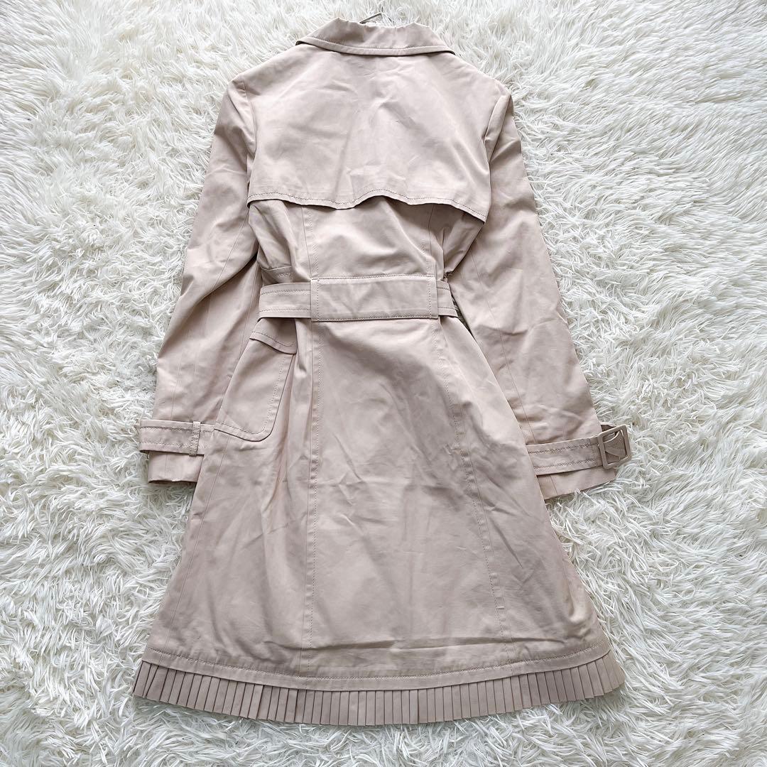 【美品】マックスマーラ ロングトレンチコート プリーツ ベルト付き ベージュ S