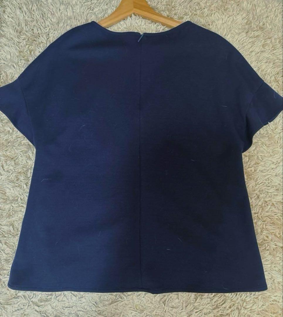 極美品　 Rene ルネ　袖フリル　カットソー　ネイビー