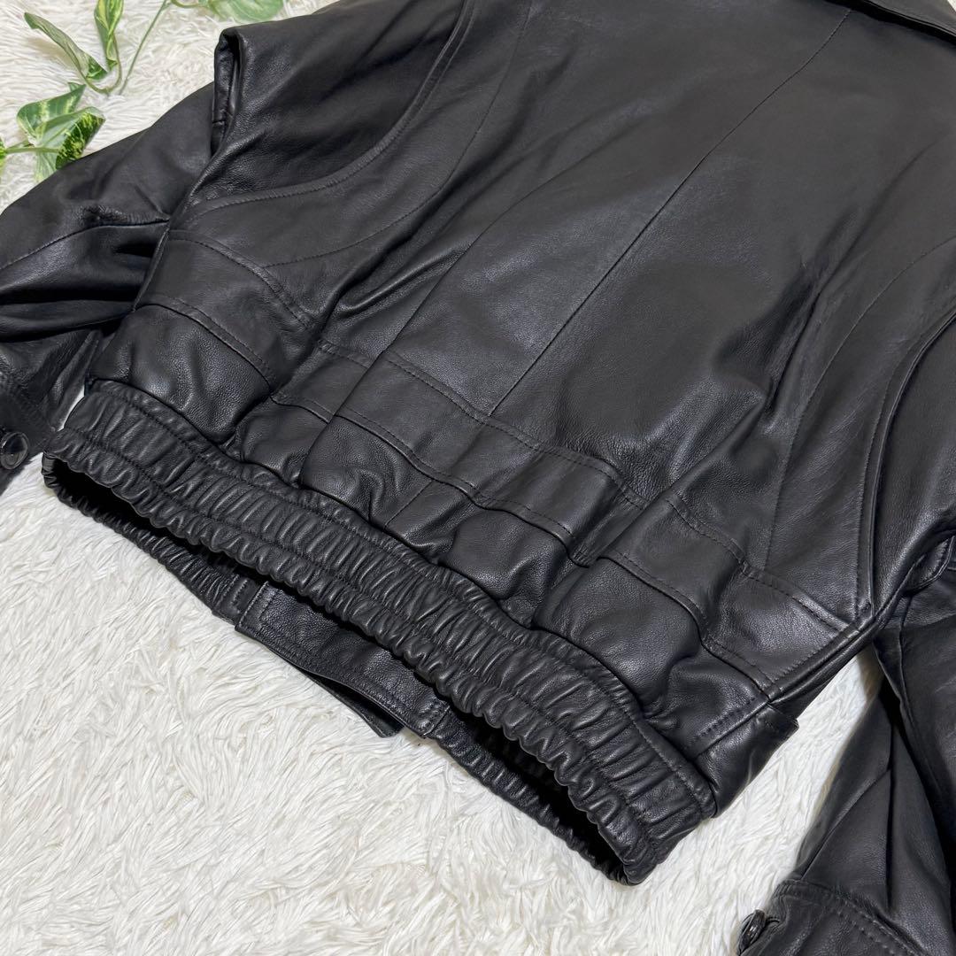 一点物　極美品　レザーボンバージャケット　ダブルブレスト　ペイズリー柄　短丈