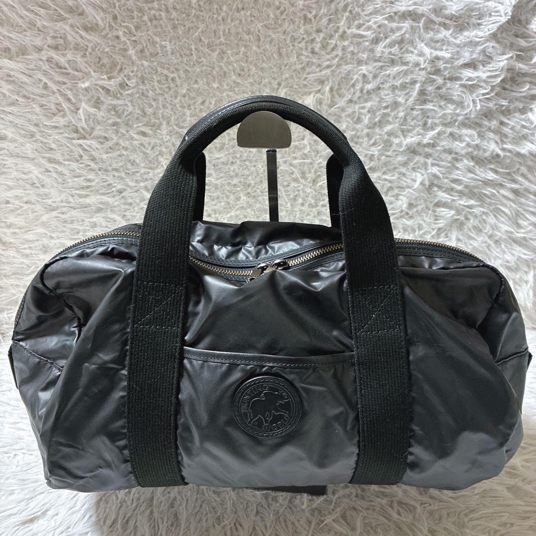 良品⭐️ ハンティングワールド　バチューライトダッフルバッグ　ロゴ　ブラック