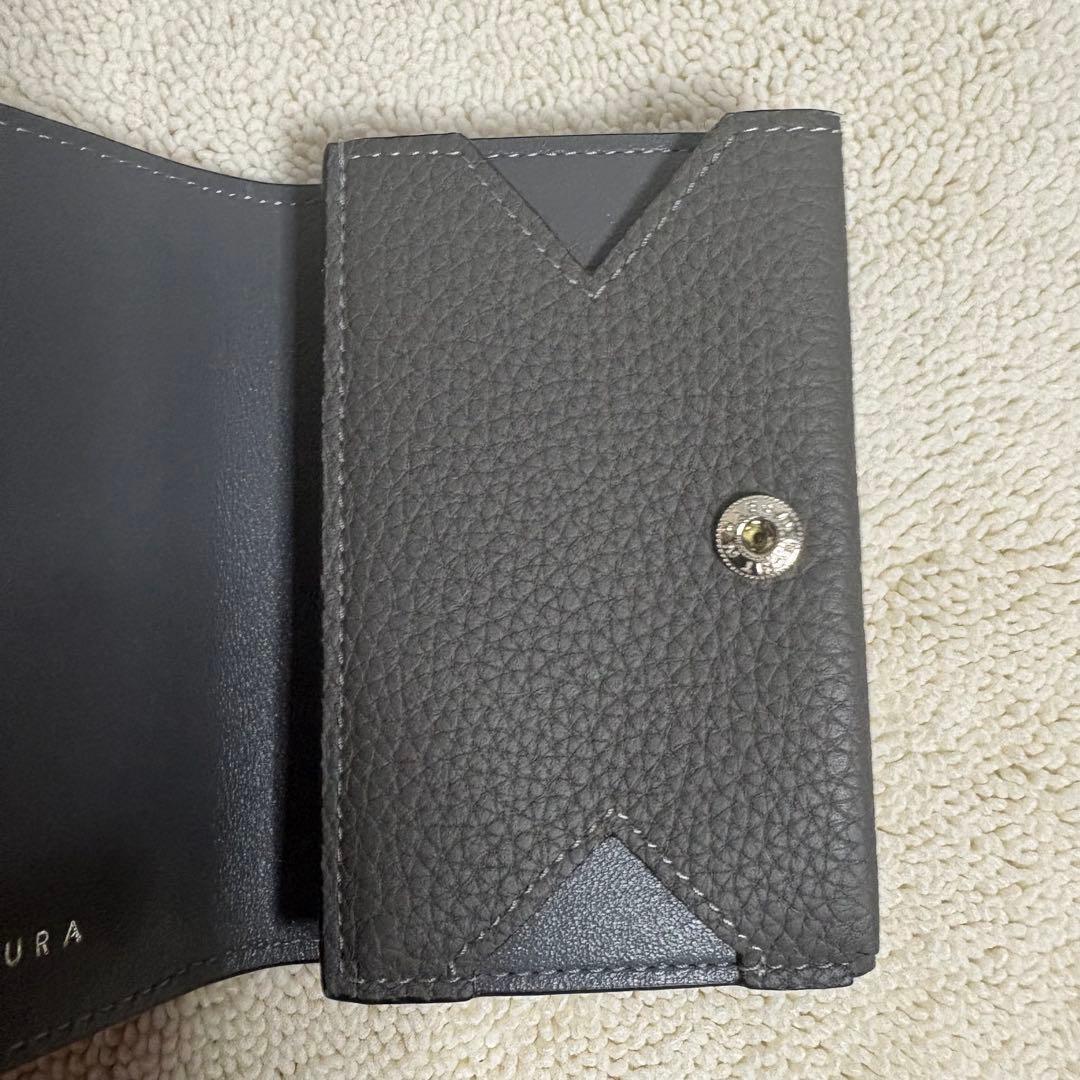 極美品　BONAVENTURA 三つ折財布 グレー　レザー