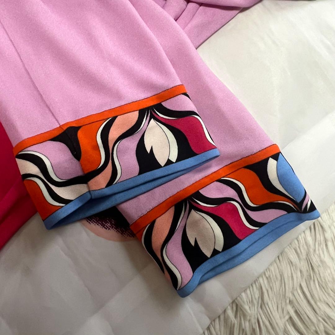 【美品】EMILIO PUCCI 膝丈ワンピース ピンク プッチ柄 長袖