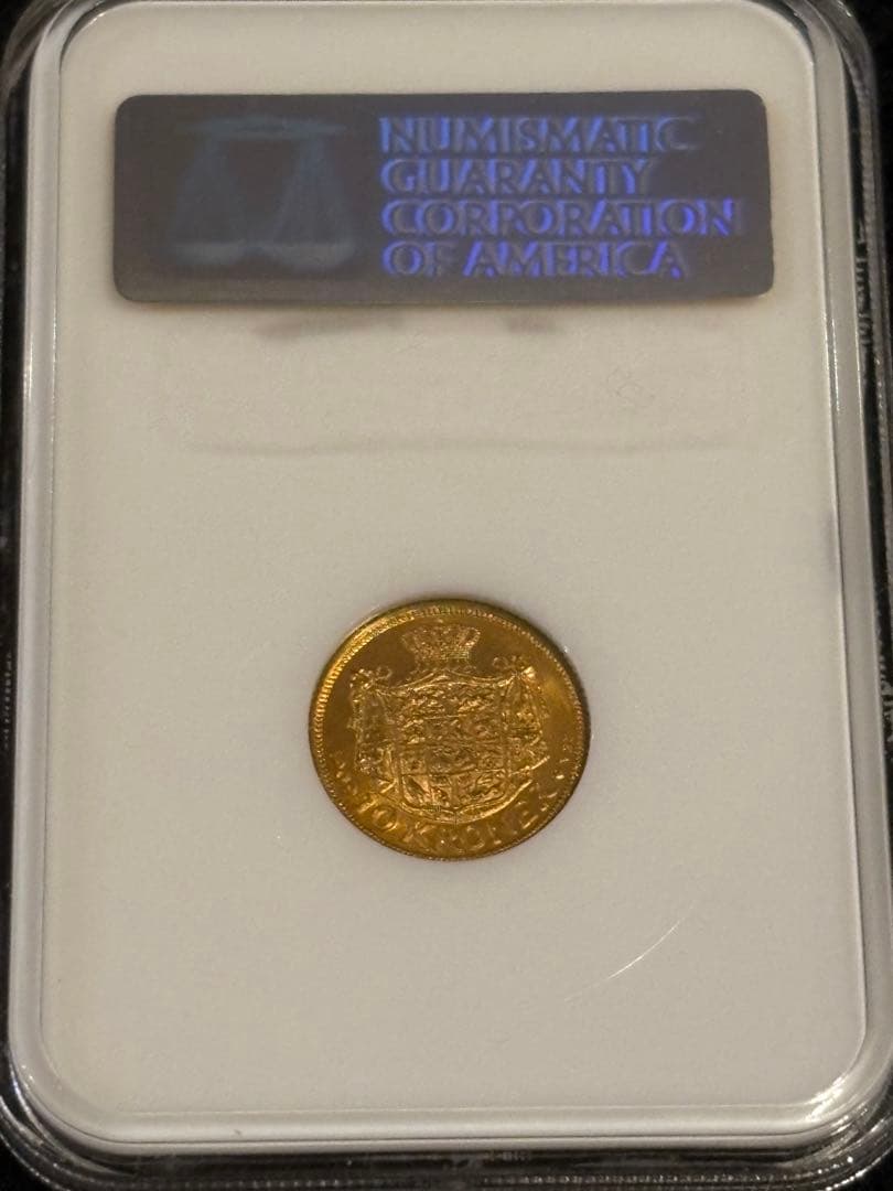 NGC MS65 1909 デンマーク 10クローネ金貨 フレゼリク8世