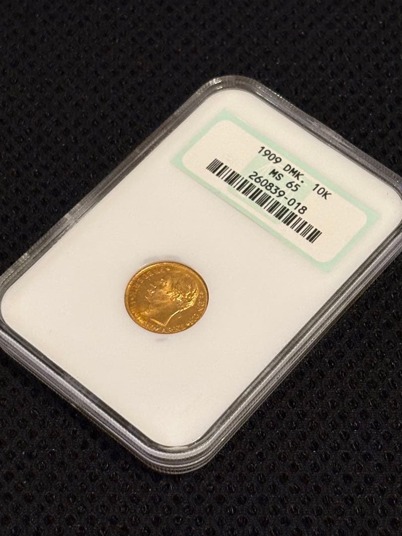 NGC MS65 1909 デンマーク 10クローネ金貨 フレゼリク8世