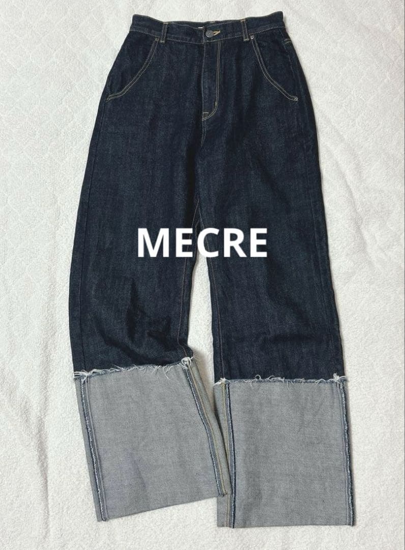 MECRE ロールアップオーガニックデニムパンツ　インディゴ　Mサイズ