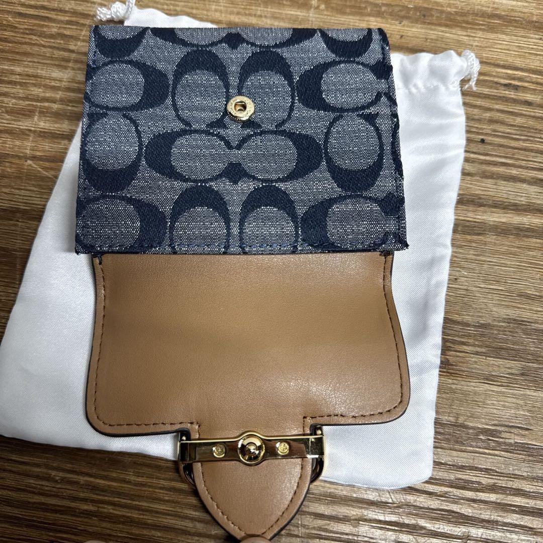 【未使用品】COACH コーチ スモール シグネチャー 二つ折り財布 ネイビー