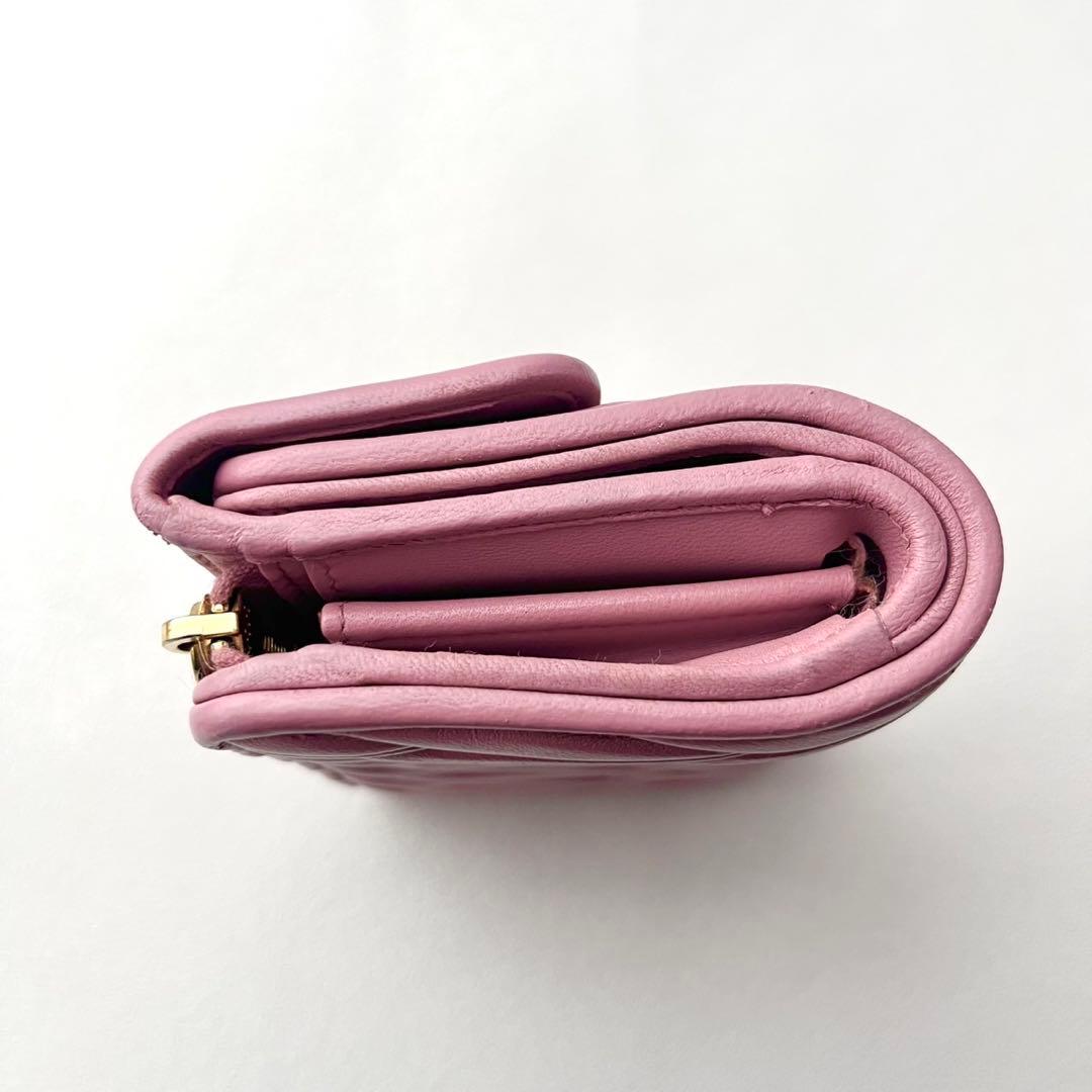 miu miu マテラッセ 三つ折り財布 ミニウォレット ピンク 0202-④