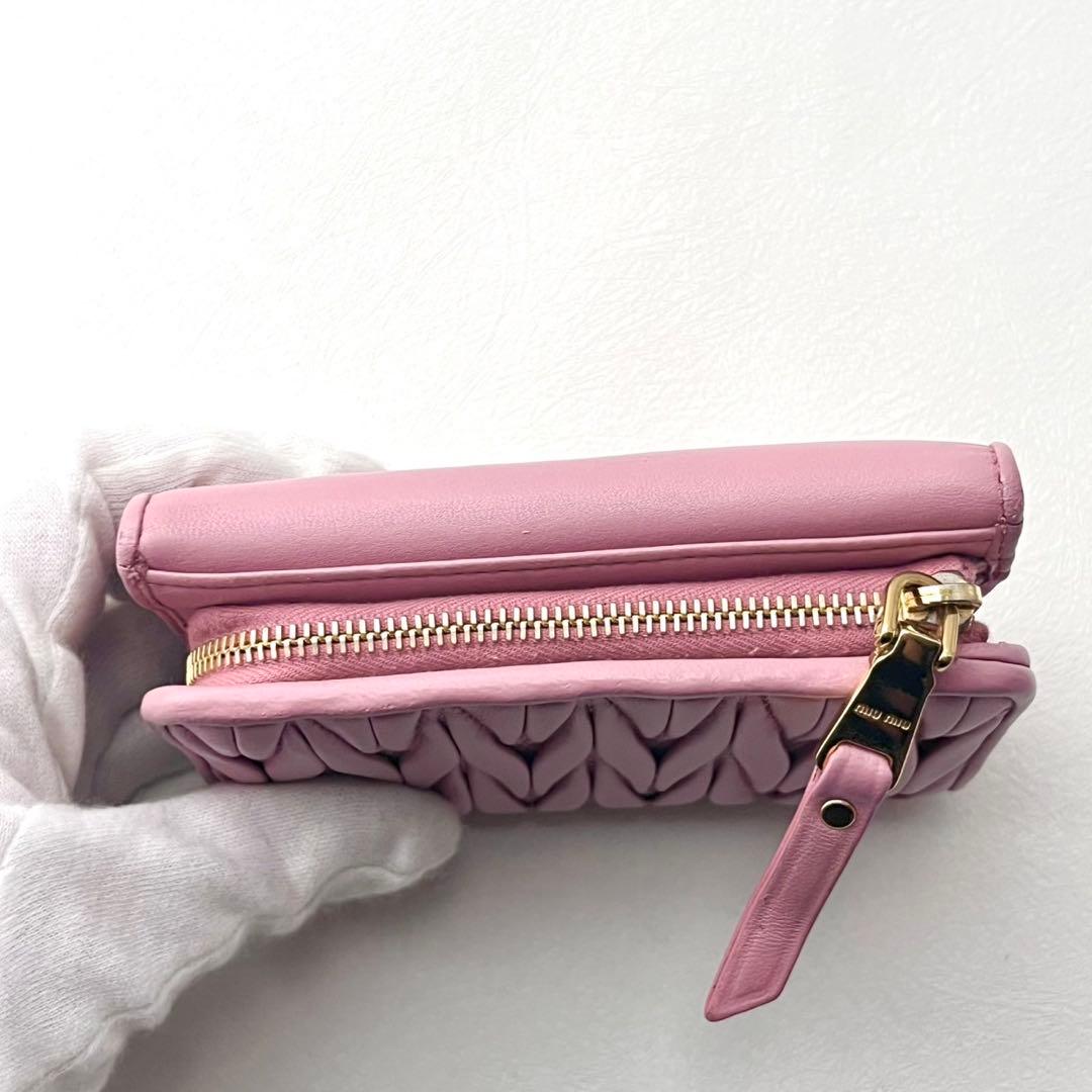 miu miu マテラッセ 三つ折り財布 ミニウォレット ピンク 0202-④