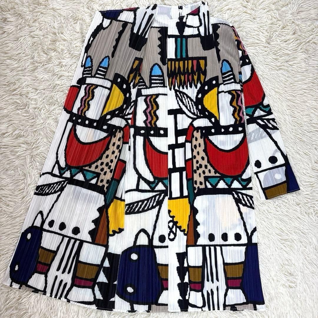 美品、PLEATS PLEASE、プリーツプリーズ、カーディガン、アート柄