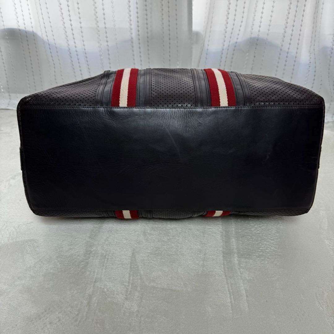 【美品】バリー ボストンバッグ 2way パンチング レザー ブラウン