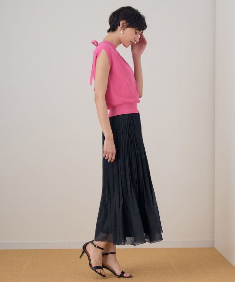 ☆新品タグ付☆ アナイ ANAYI スパンオーガンジープリーツスカート　黒