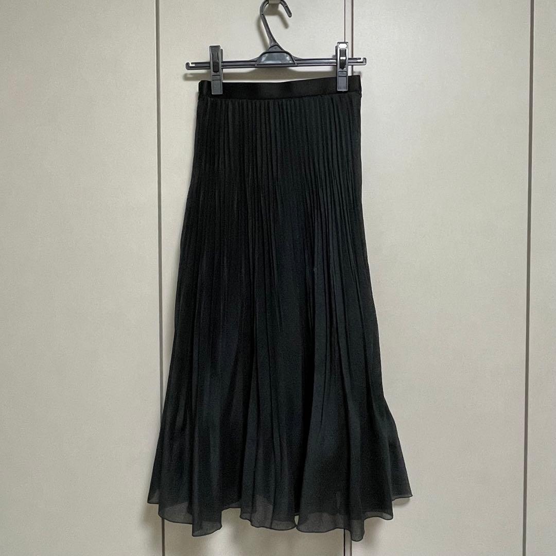 ☆新品タグ付☆ アナイ ANAYI スパンオーガンジープリーツスカート　黒