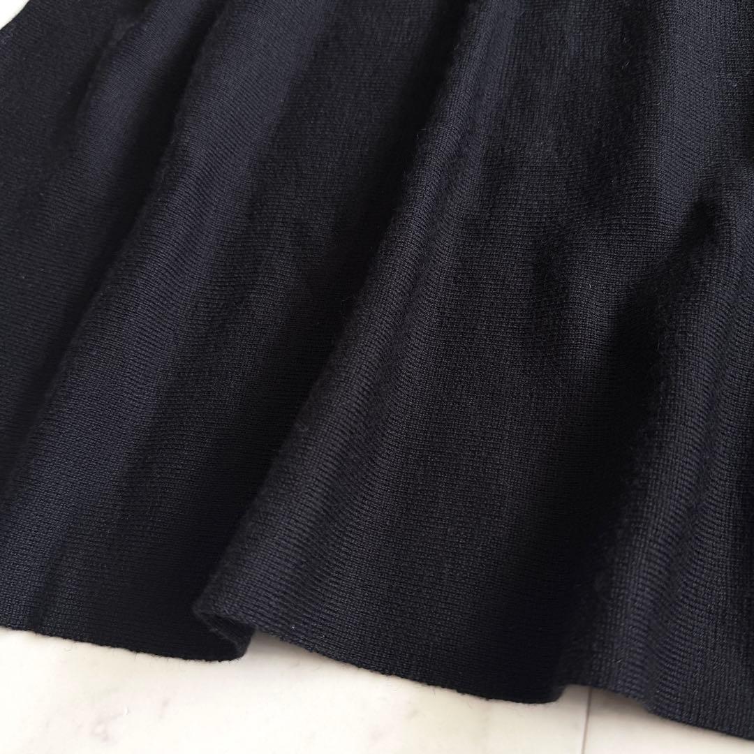 美品 ソニアリキエル アルパカ混 スパンコールニットワンピース 40 グレー×黒