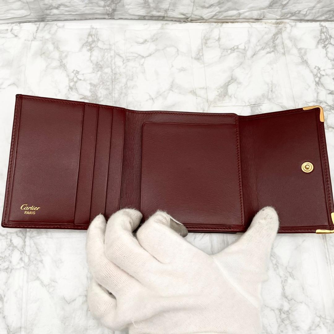 付属品完備✨Cartier カルティエ　折り財布　マストライン　がま口
