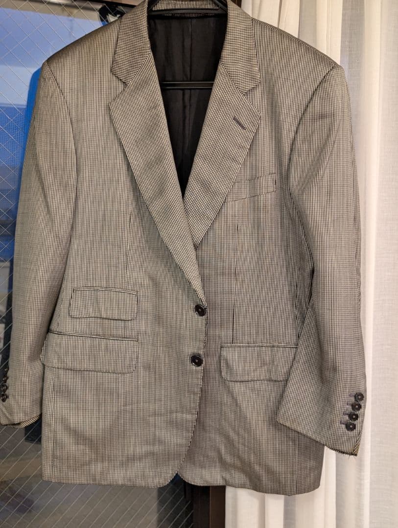 dunhill♡テーラードジャケット♡ブラック・ホワイトストライプ♡ピュアシルク