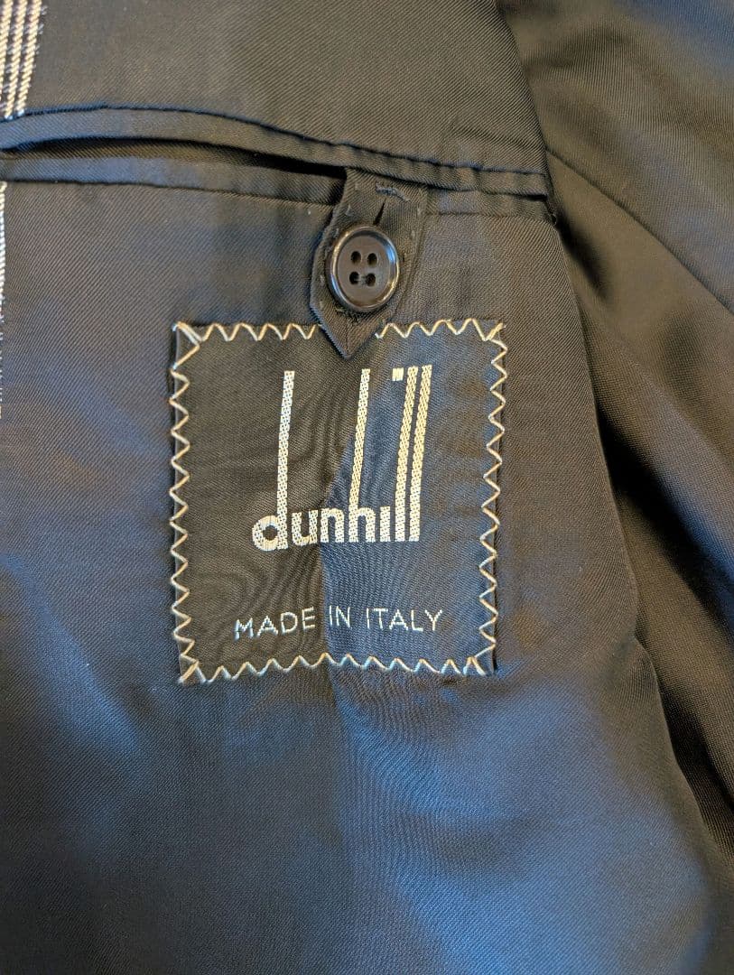 dunhill♡テーラードジャケット♡ブラック・ホワイトストライプ♡ピュアシルク