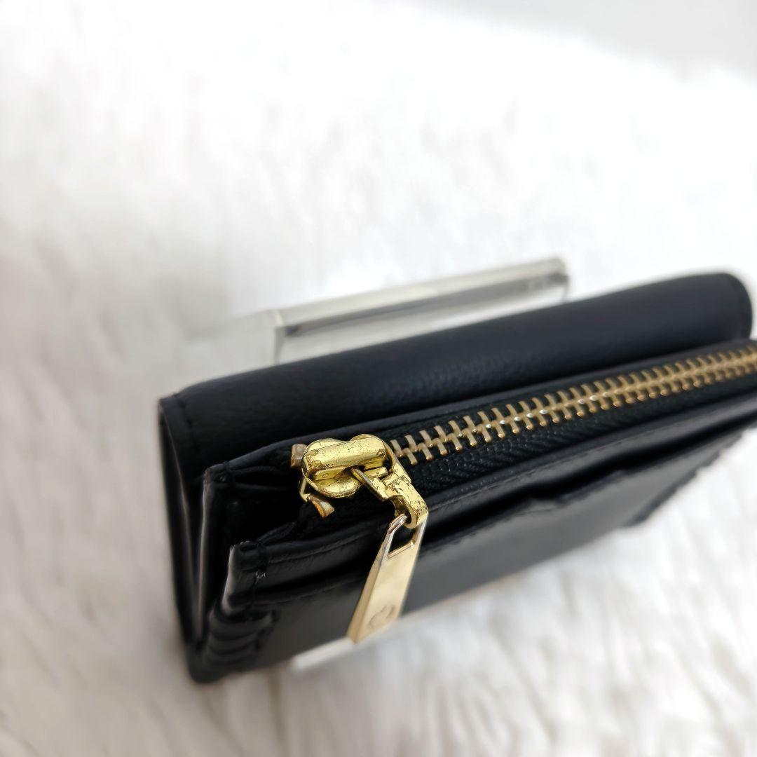 ✨美品✨ラヴィスト 3つ折り財布 コンパクトウォレット ゴールド金具 レザー 黒