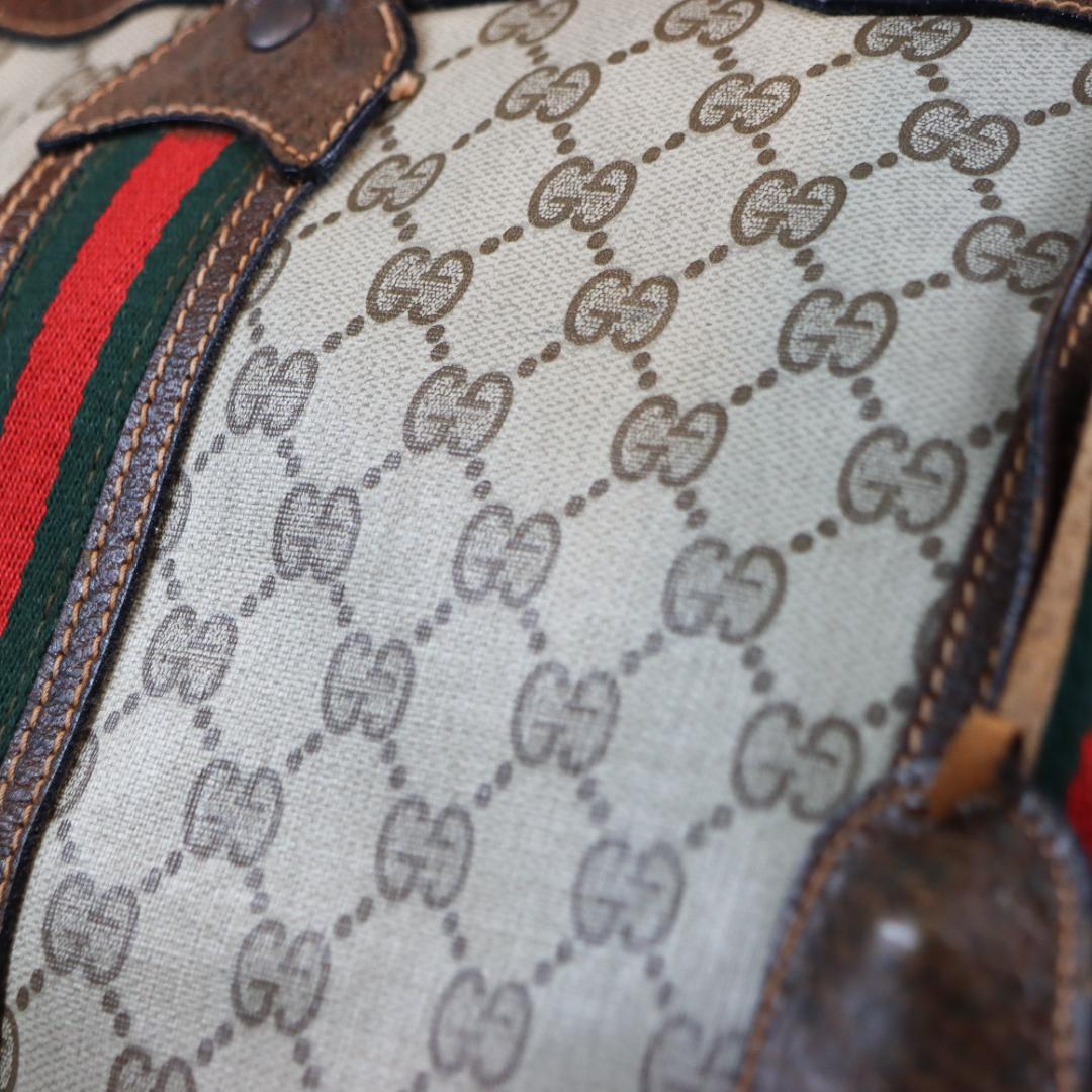 GUCCI グッチ GG柄 シェリーライン ボストンバッグ 大容量 ヴィンテージ