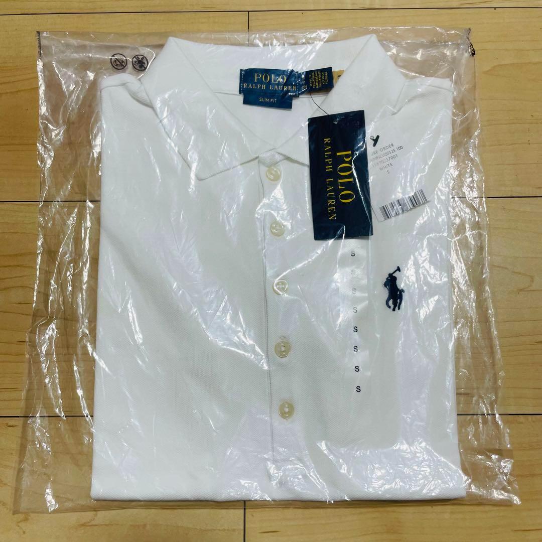 【タグ付き新品】ポロラルフローレン スリムフィットポロシャツＳ白 正規品 未開封