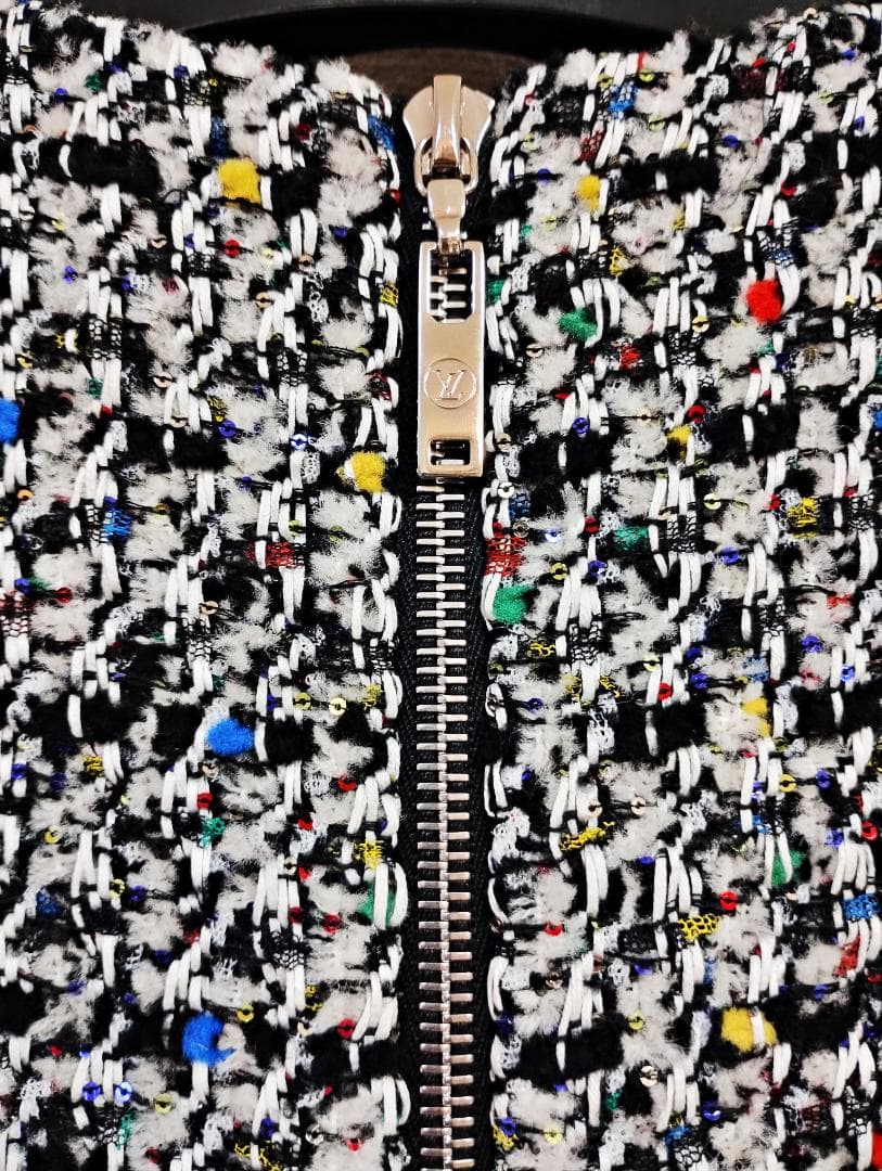 LOUIS VUITTON ヴィトン ビジューチェックスケーターツイードワンピ