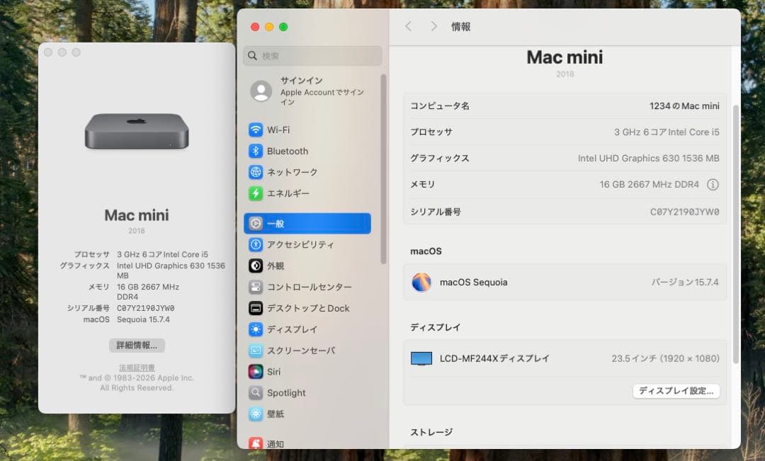 Macデスクトップ Apple Mac mini 2018 i5/16GB/250GB