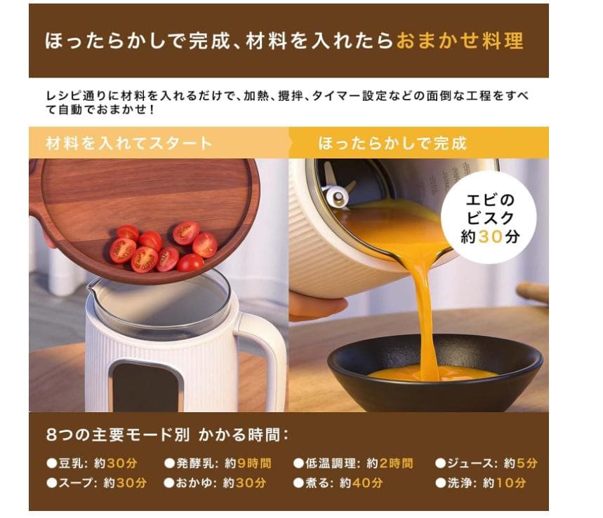 新品★スープメーカー★1秒刃着脱 豆乳メーカー 自動調理ポットミキサー 1台8役